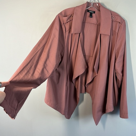 Torrid Mauve Pink Open Front Twill Jacket Size 3X - Picture 11 of 16